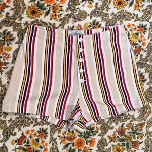 Urban Outfitters Multi Color Striped High Waist Button Fly Shorts 100 cotton - 6